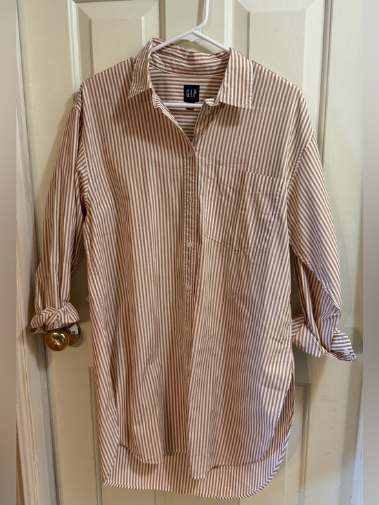 GAP Dresses & Skirts - Women’s GAP 100% Cotton Striped Long-Sleeve Button-Down Dress | S